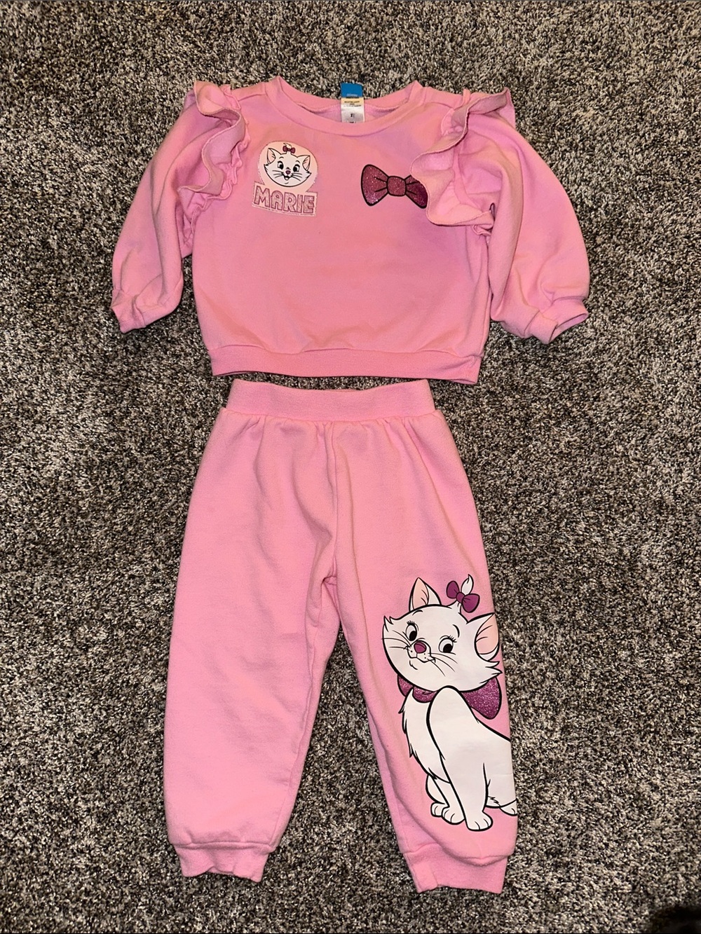 Disney Pink Marie Cat Ruffle Sweatshirt & Jogger Matching Set